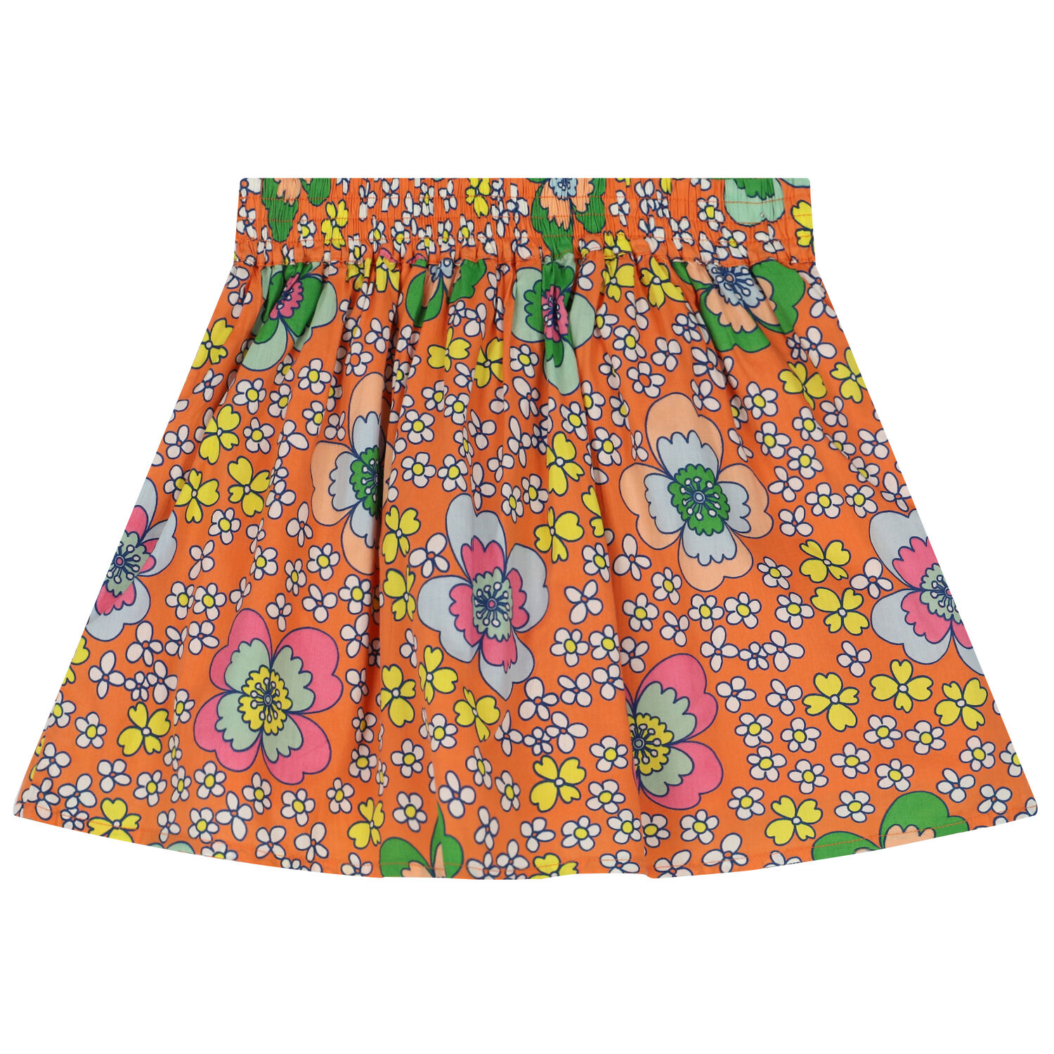 Girls Orange Floral Skirt, 1, hi-res