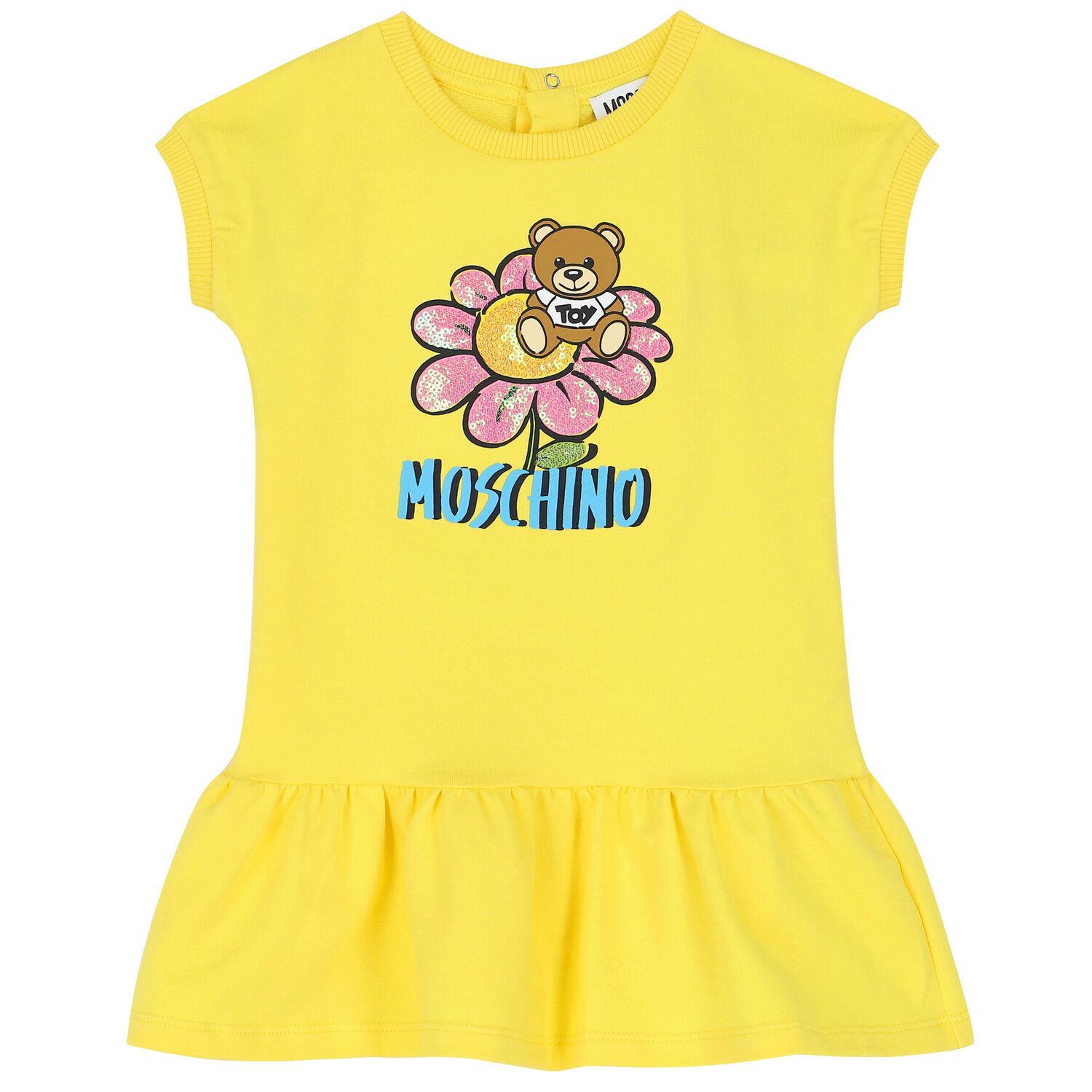 Younger Girls Yellow Teddy Logo Dress, 1, hi-res image number null