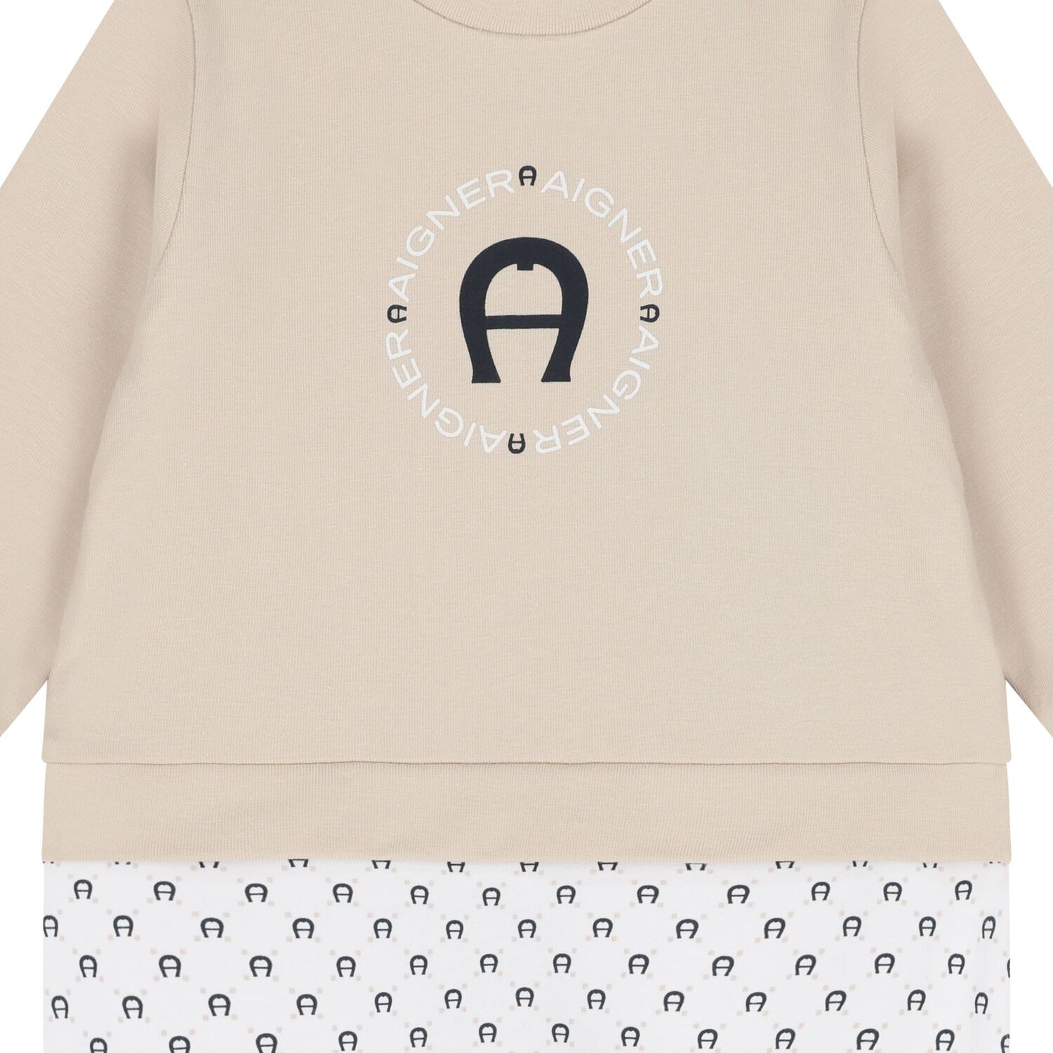 Baby Boys Beige & White Logo Babygrow, 1, hi-res