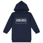 فستان هودى بنات بالشعار باللون الكحلى, 1, hi-res