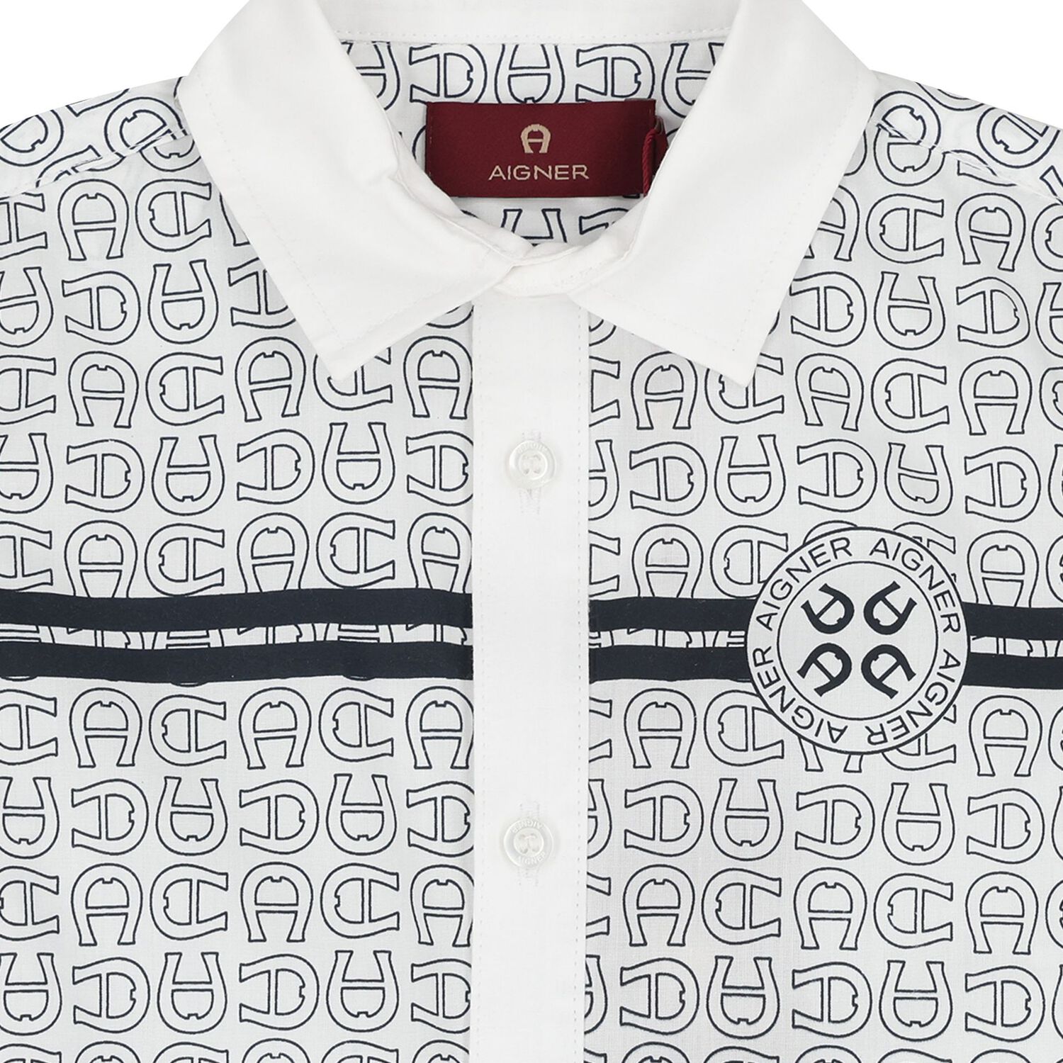 Younger Boys White & Black Logo Shirt, 1, hi-res