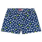 Boys Navy Blue Sharks Swim Shorts, 1, hi-res
