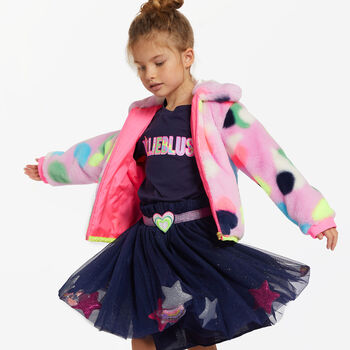 Girls Navy Blue Logo Long Sleeve Top