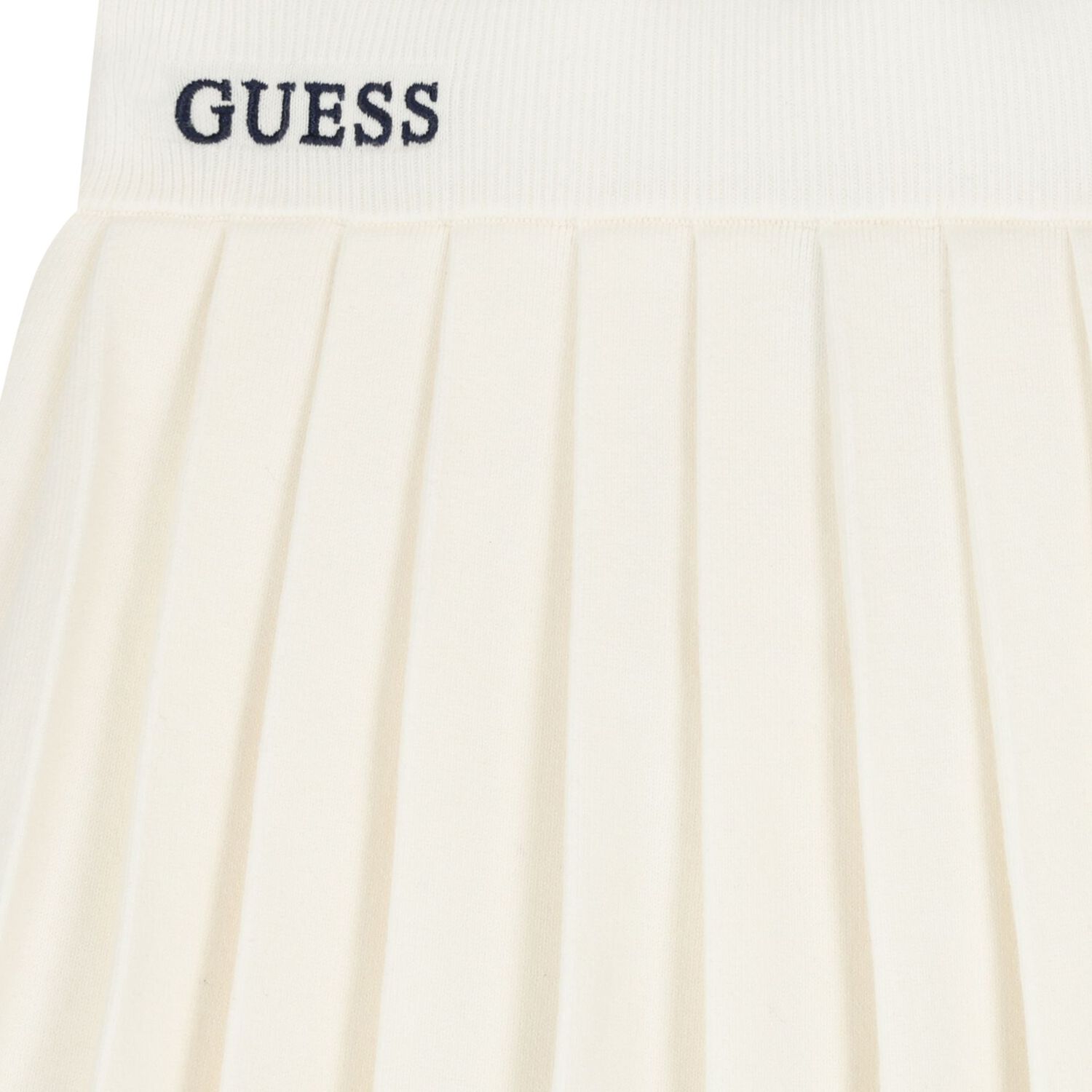 Girls Ivory Logo Knitted & Pleated Skirt , 1, hi-res