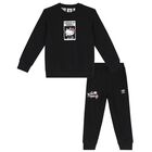 Girls Black Hello Kitty Tracksuit, 1, hi-res