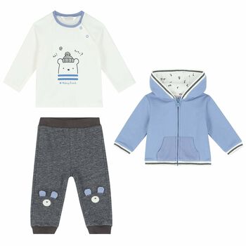 Baby Boys Blue, Ivory & Grey Tracksuit (3 Piece)