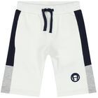 Younger Boys White Logo Shorts , 1, hi-res