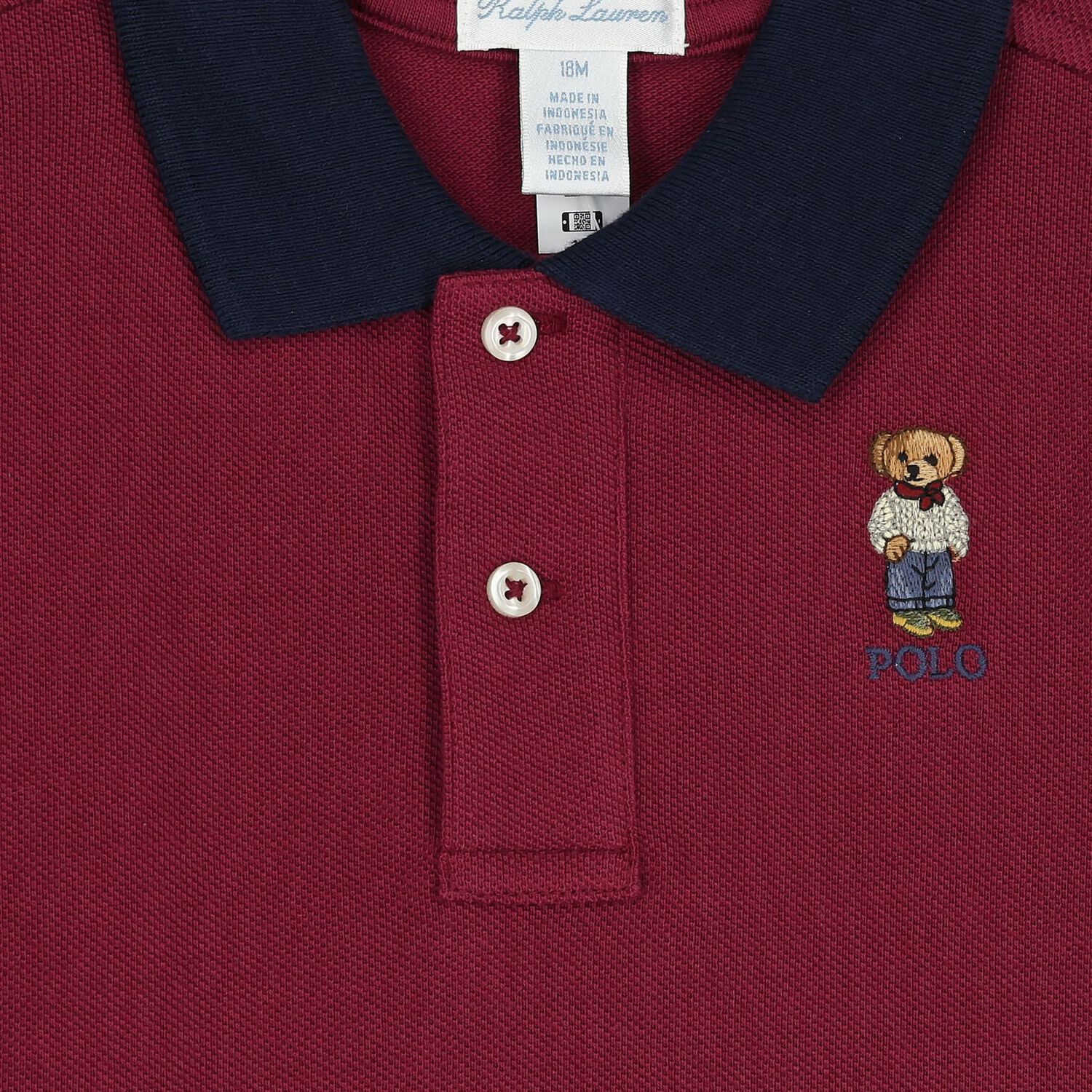 Baby Boys Burgundy Polo Bear Polo Shirt, 1, hi-res image number null