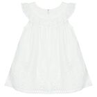 Younger Girls White Embroidered Dress, 2, hi-res