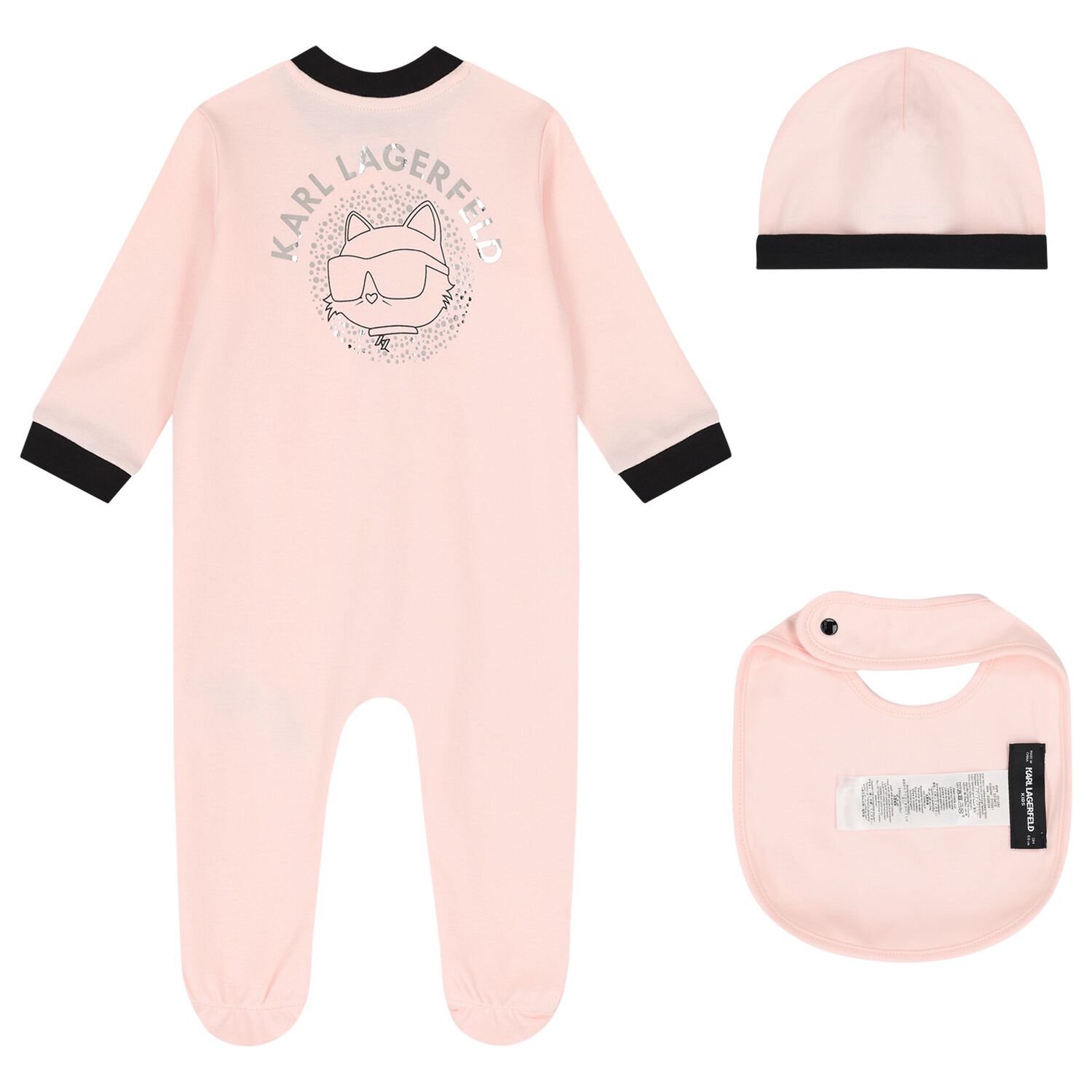 Baby Girls Pink Choupette Babygrow Gift Set, 1, hi-res