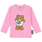 Pink Teddy Logo Long Sleeve Top, 3, hi-res