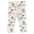 Younger Girls White Flower Leggings, 1, hi-res