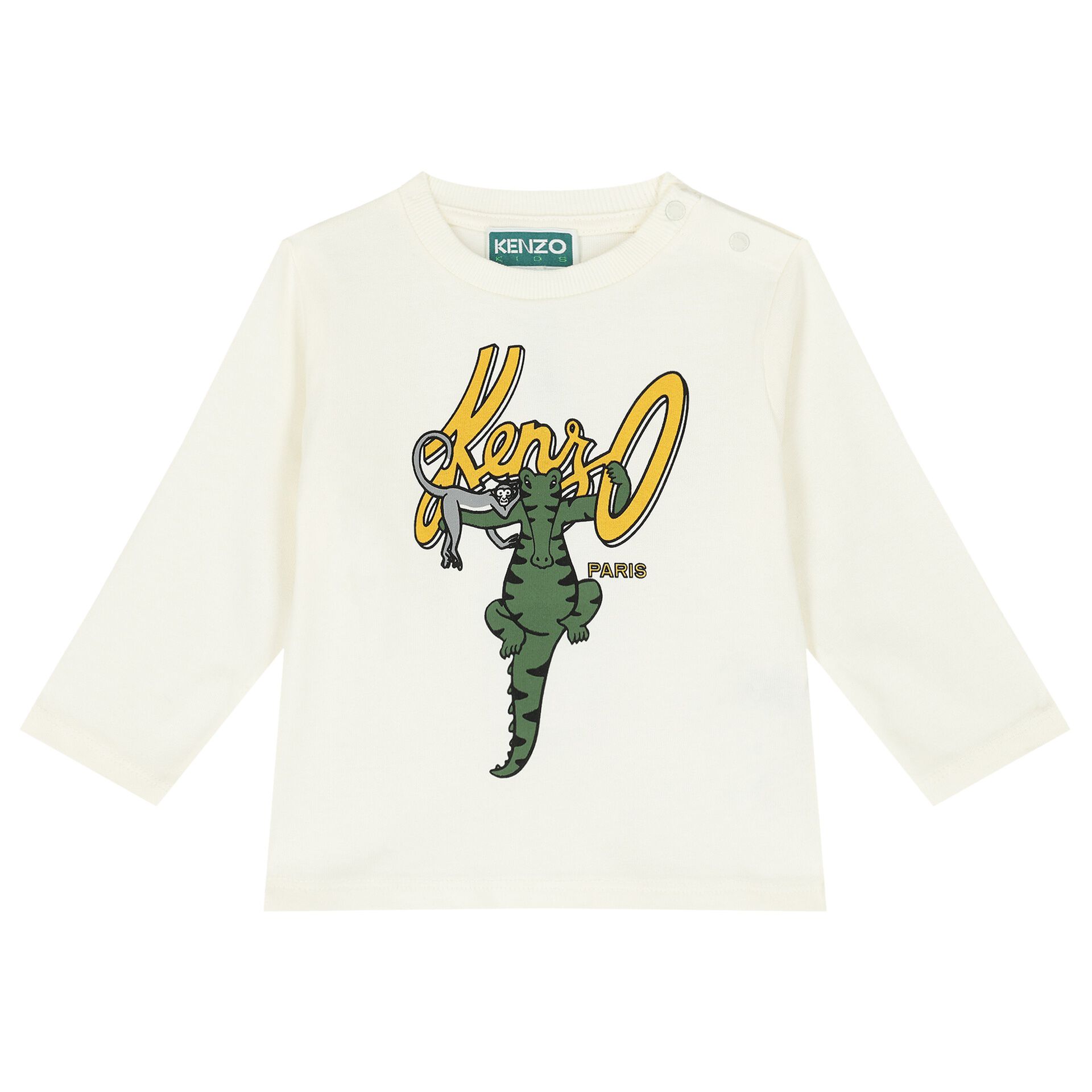 KENZO KIDS Younger Boys Ivory Logo Long Sleeve Top Junior Couture UAE