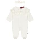 Baby Girls Ivory & Gold Logo Babygrow Gift Set, 1, hi-res
