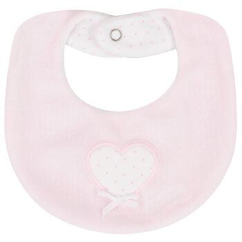 Baby Girls Pink Heart & Polka Dot Bib
