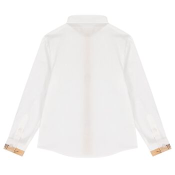 Boys White & Beige Geo Map Shirt
