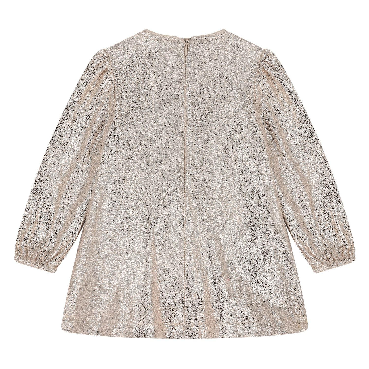 Younger Girls Gold Embellished Bows Dress, 1, hi-res