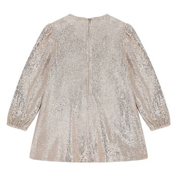 Younger Girls Gold Embellished Bows Dress