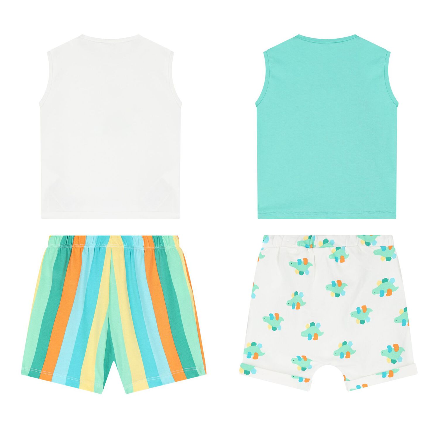  طقم شورت أولاد قطنية بطبعة الديناصور باللون الاخضر (قطعتين), 1, hi-res