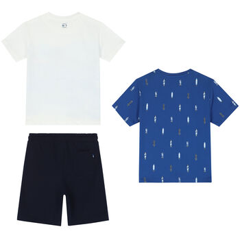 Boys Blue, White & Navy Shorts Set