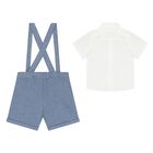 Younger Boys White & Blue Shorts Set, 2, hi-res