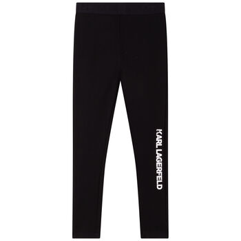 Girls Black Logo Leggings