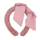 Girls Pink Faux Fur Bow Headband, 1, hi-res