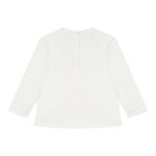 Baby Girls Ivory Bow Long Sleeve Top, 1, hi-res
