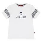 تيشيرت أولاد بالشعار باللون الأبيض, 1, hi-res