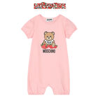 Baby Girls Pink Logo Romper Set, 2, hi-res
