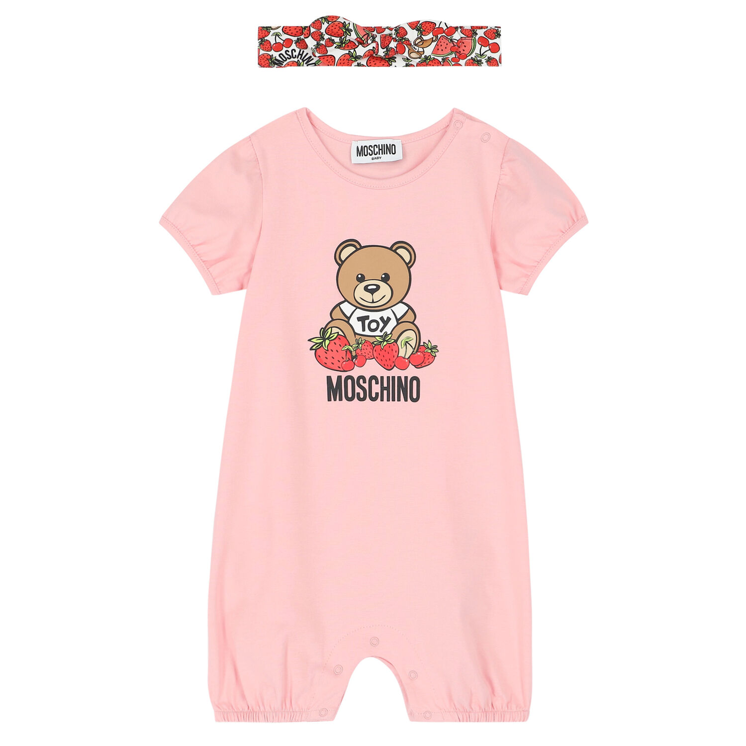 Baby Girls Pink Logo Romper Set, 2, hi-res