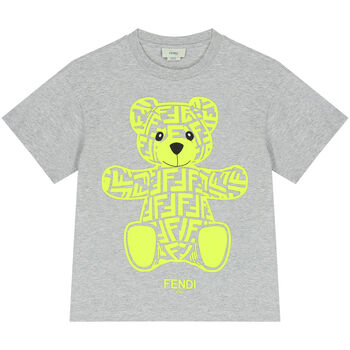 Girls Grey Teddy Logo T-Shirt