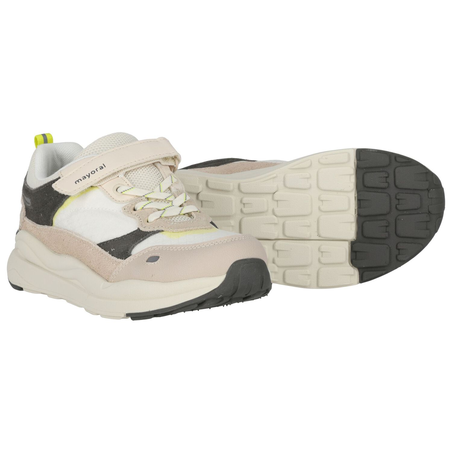 Boys Beige & Grey Trainers, 1, hi-res