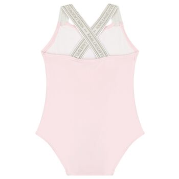 Girls Pink Logo Choupette Swimsuit