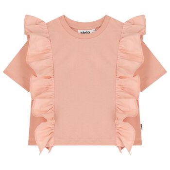 Girls Pink Ruffle T-Shirt