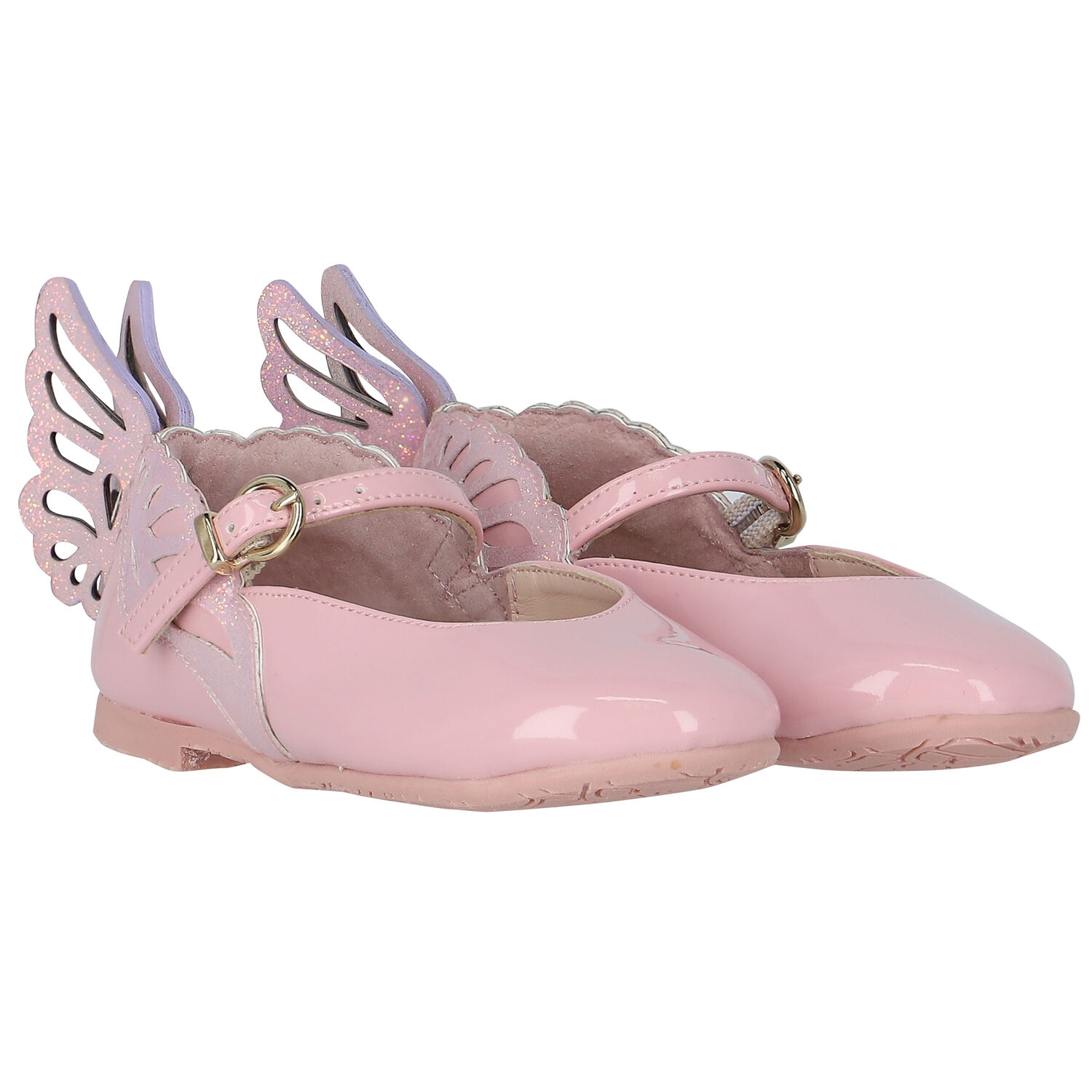 Girls Pink Butterfly Leather Shoes, 1, hi-res image number null
