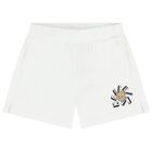 Girls White Teddy Bear Logo Shorts, 1, hi-res
