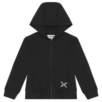 Girls Grey Logo Zip Up Top