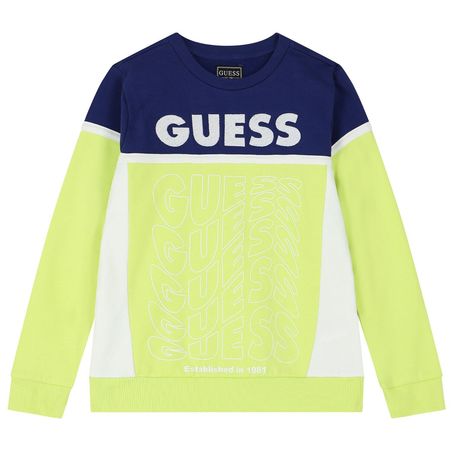 Boys Blue & Green Logo Sweatshirt, 1, hi-res