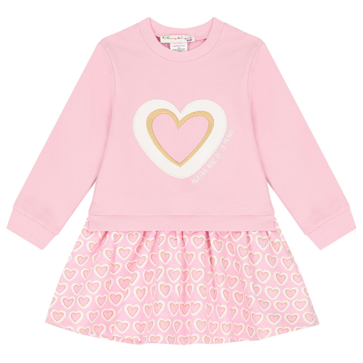 Girls Pink Heart Dress Set, 1, hi-res