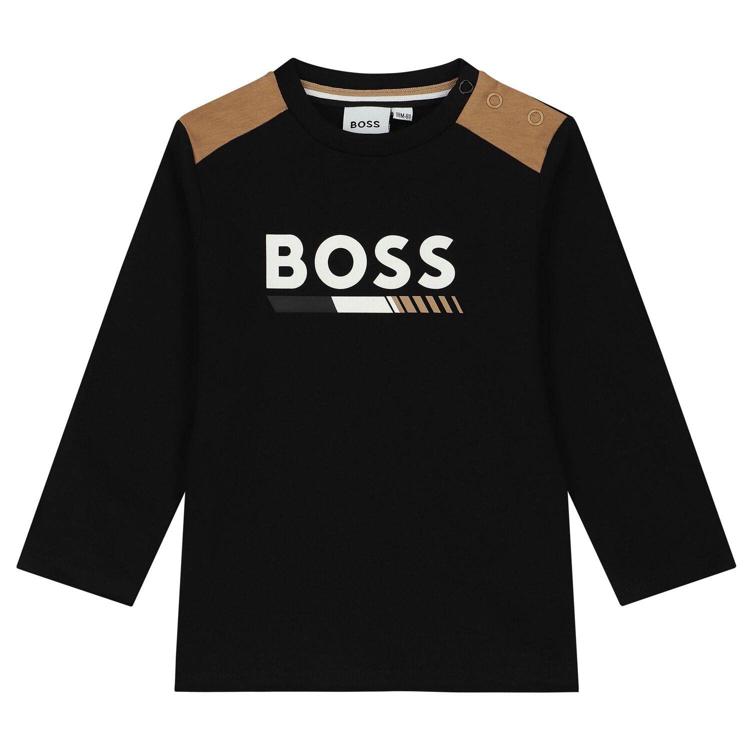 Younger Boys Black Logo Long Sleeve Top, 1, hi-res image number null