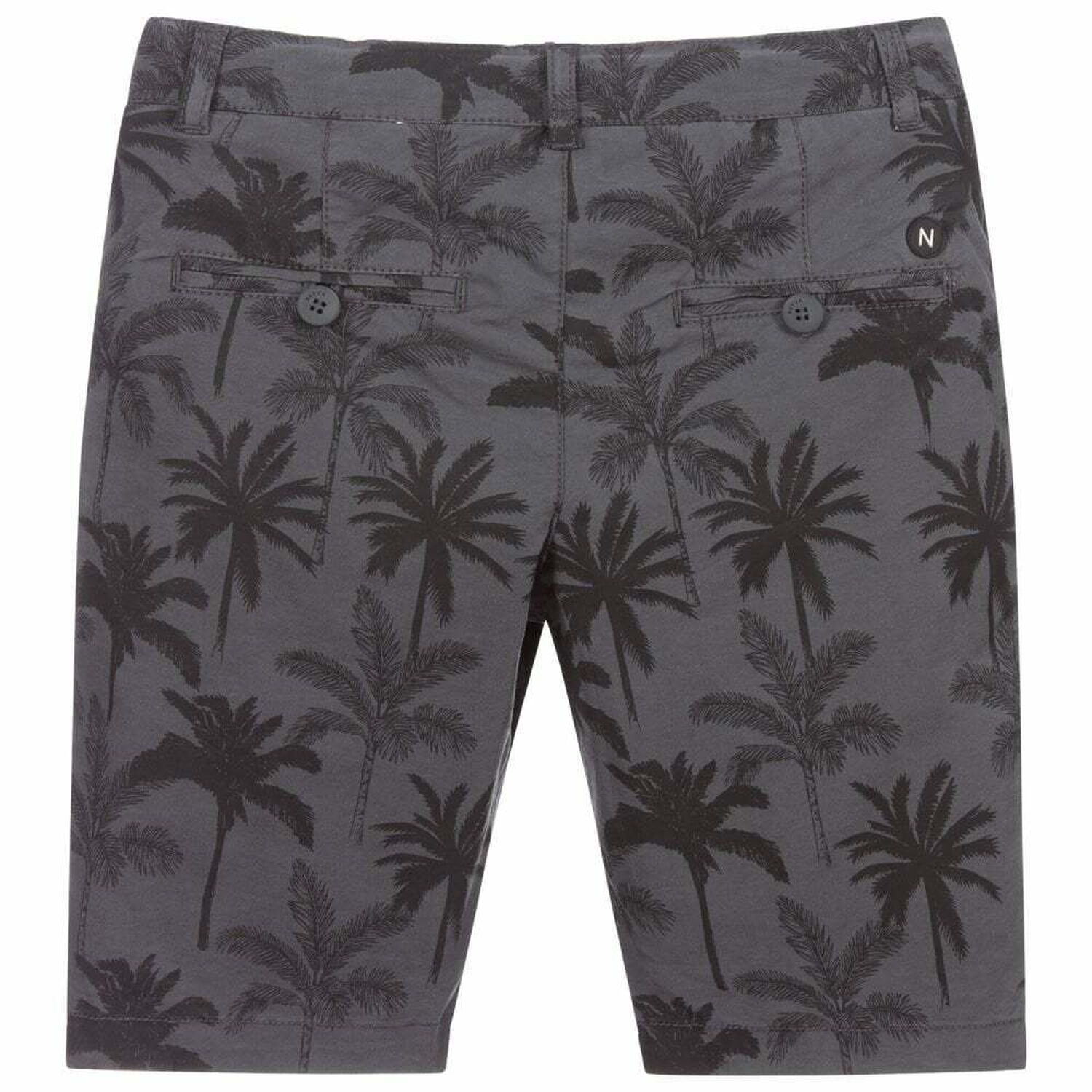 Boys Grey Palm Tree Shorts, 1, hi-res