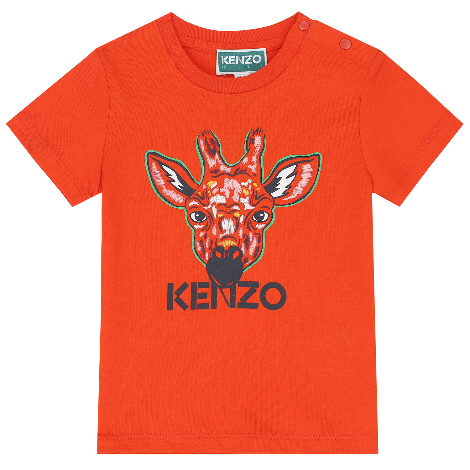 تيشيرت بطبعة الزرافة باللون الأحمر للأولاد, 1, hi-res
