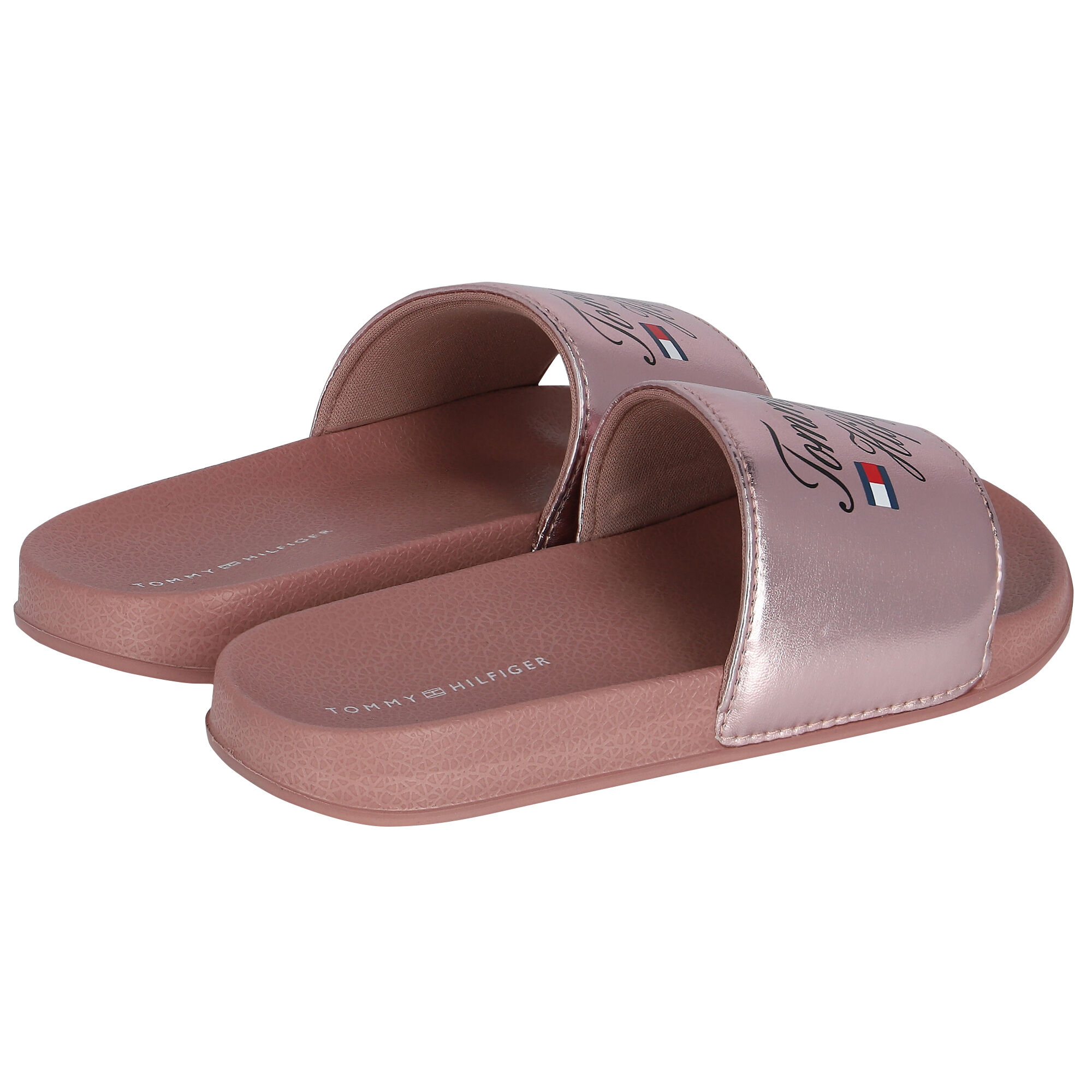 Rose gold tommy hilfiger shop sliders