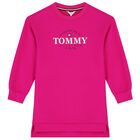 فستان سويت شيرت بالشعار باللون الوردي, 2, hi-res