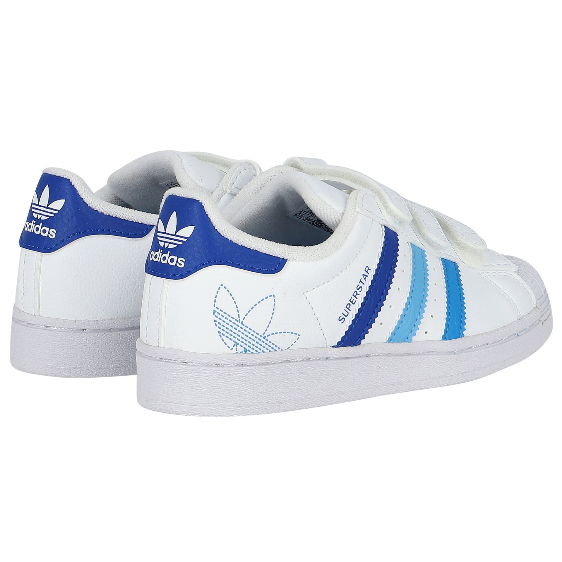 adidas Originals White Blue Superstar CF Trainers Junior