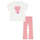 Girls White & Pink Zigzag Leggings Set, 2, hi-res