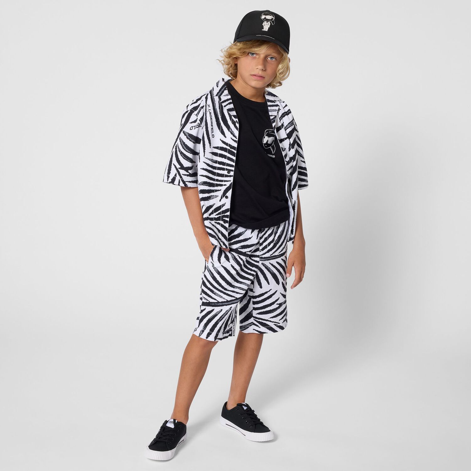 Boys Black Ikonik Karl Cap, 1, hi-res