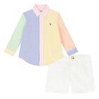 طقم شورت اولاد من القطن مخطط , 1, hi-res