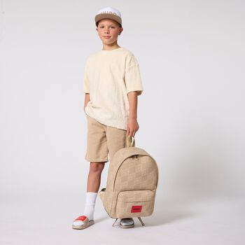 Boys Beige Logo Backpack